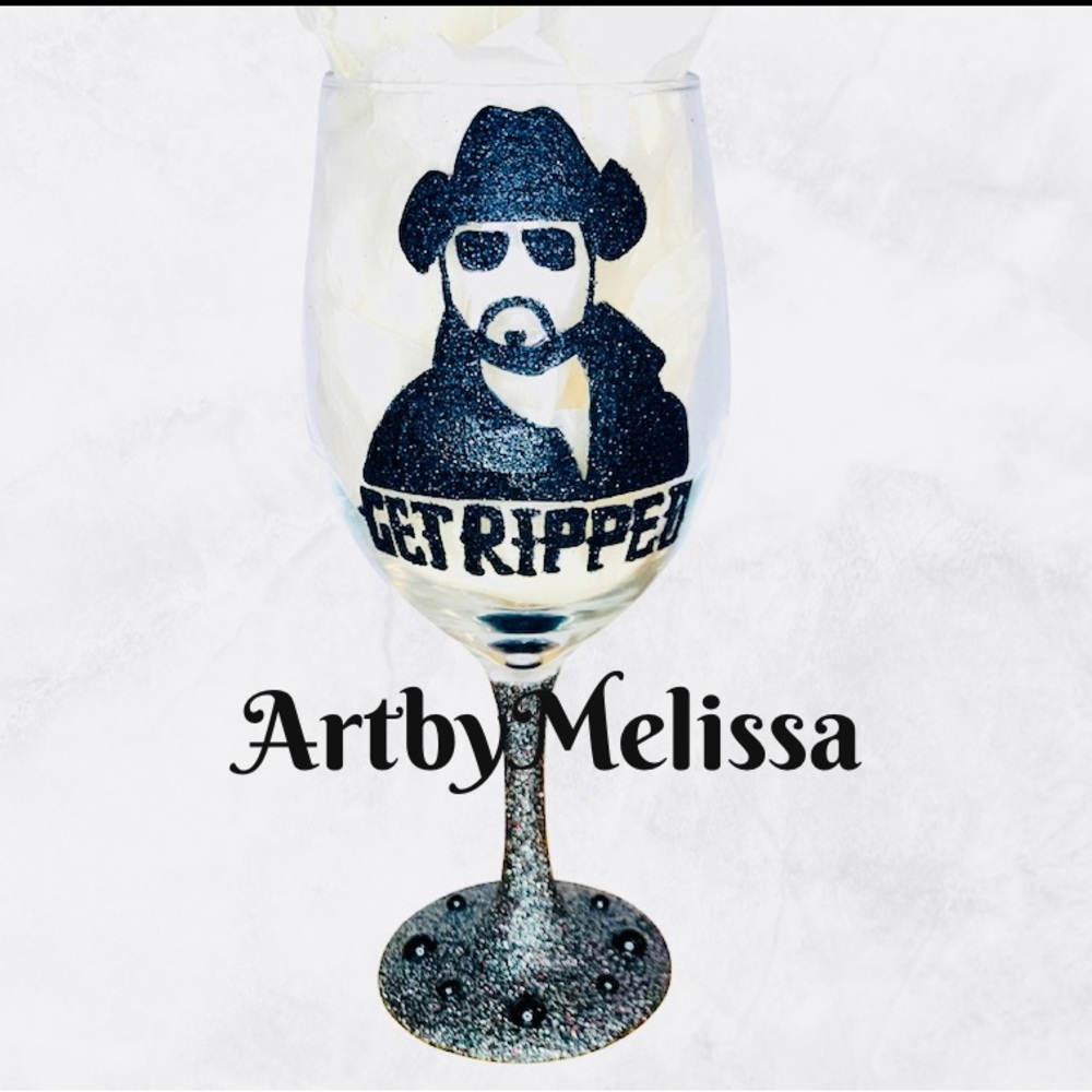 Get Ripped Yellowstone RIP hand painted wineglass